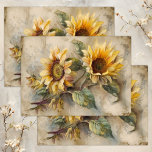 VINTAGE SUNFLOWERS FLORAL DECOUPAGE TISSUE PAPER