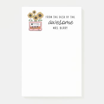 Vintage Sunflowers From The Desk Of Teacher Post-it Notes by lilanab2 at Zazzle