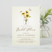 Vintage Sunflowers in Mason Jar Bridal Shower Invitation (Standing Front)