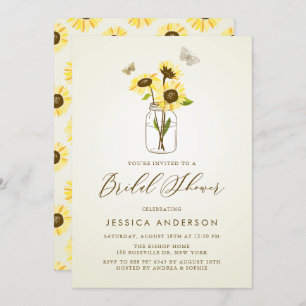 Vintage Sunflowers in Mason Jar Bridal Shower Invitation