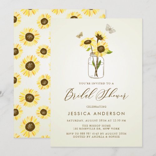 Vintage Rustic Sunflowers Bridal Shower Invitation