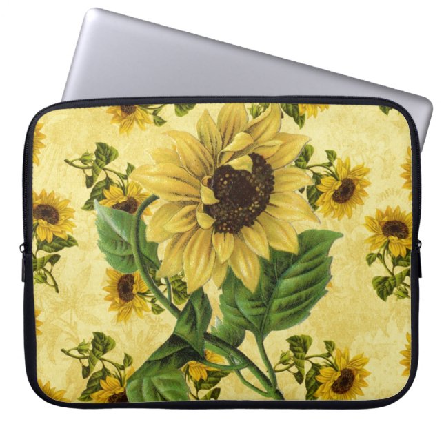 Vintage Sunflowers Laptop Sleeve (Front)
