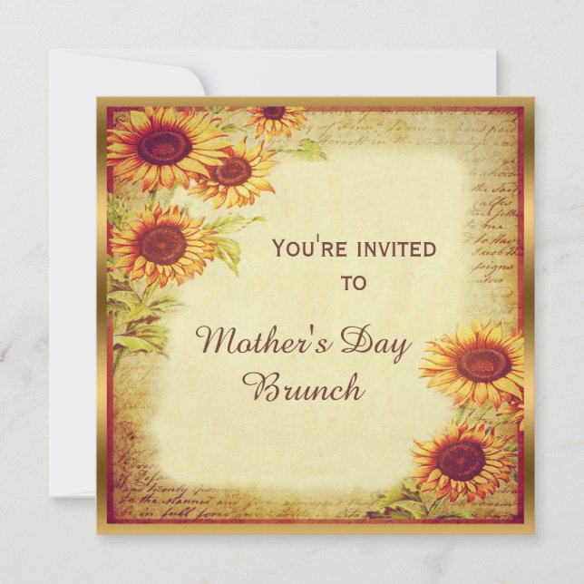 Vintage Sunflowers Mother's Day Brunch Invitation (Front)