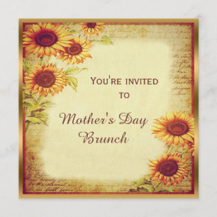 Vintage Sunflowers Mother's Day Brunch Invitation