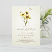 Vintage Sunflowers on Mason Jar Bridal Brunch Invitation (Standing Front)