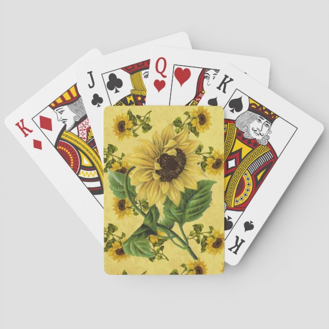 Vintage Sunflowers Poker Cards (Back)