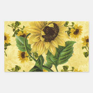 Vintage Sunflowers Rectangular Sticker