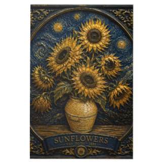 Vintage Sunflowers Starry Night Relief Art | Van G