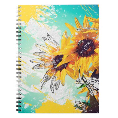 Vintage Sunflowers Summer Vibes Notebook