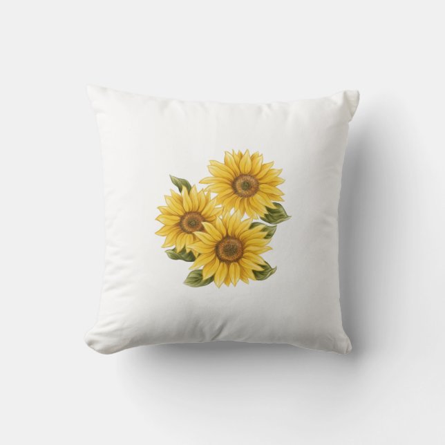 Vintage Sunflowers Throw Pillow (Front)