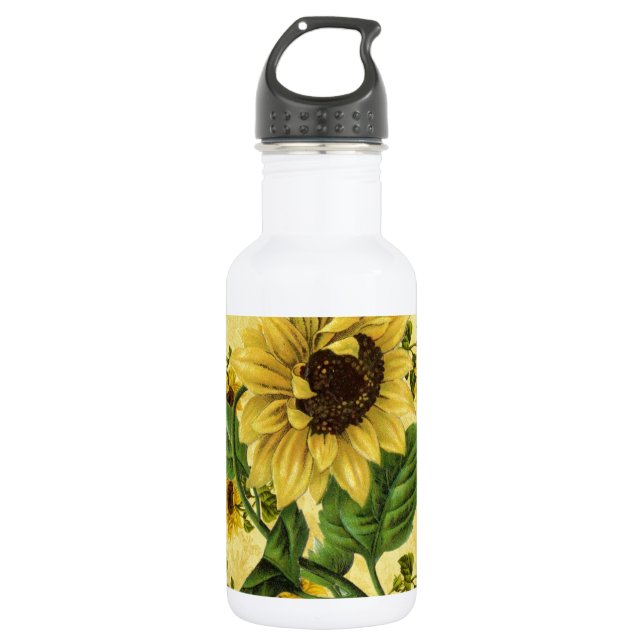 Vintage Sunflowers Water Bottle (Front)