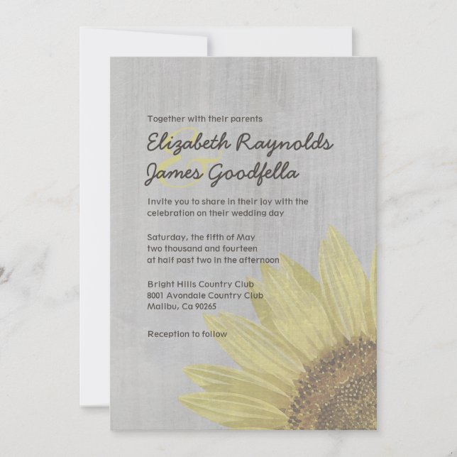 Vintage Sunflowers Wedding Invitations (Front)