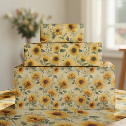 VINTAGE SUNFLOWERS WRAPPING PAPER SHEETS