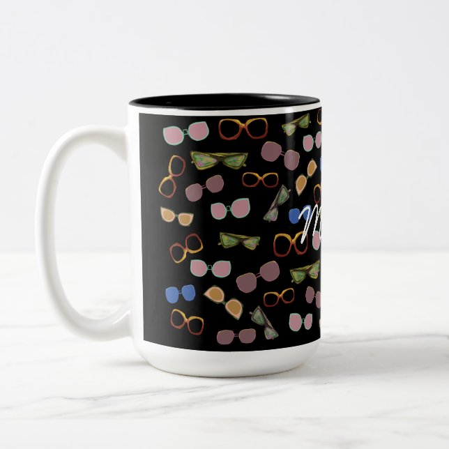 Vintage Sunglasses Art Two-Tone Coffee Mug (Left)