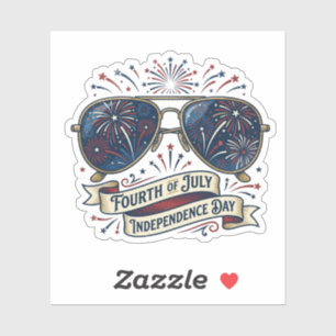 Vintage Sunglasses Patriotic Fireworks 4th of July Sticker