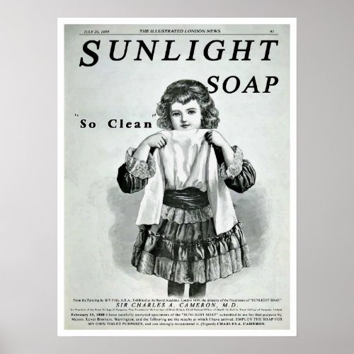 Vintage Sunlight Soap Advertisement Poster