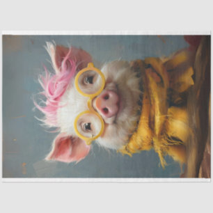Vintage Sunny Snout Pig Decoupage  Tissue Paper