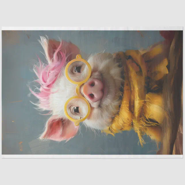 Vintage Sunny Snout Pig Decoupage Tissue Paper | Zazzle