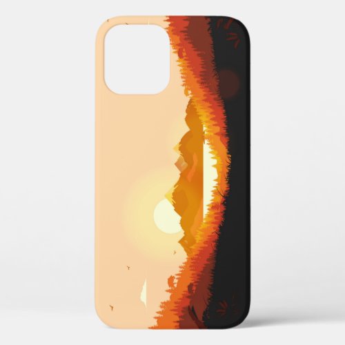 Vintage Sunrise Ocean Mountains iPhone 12 Case