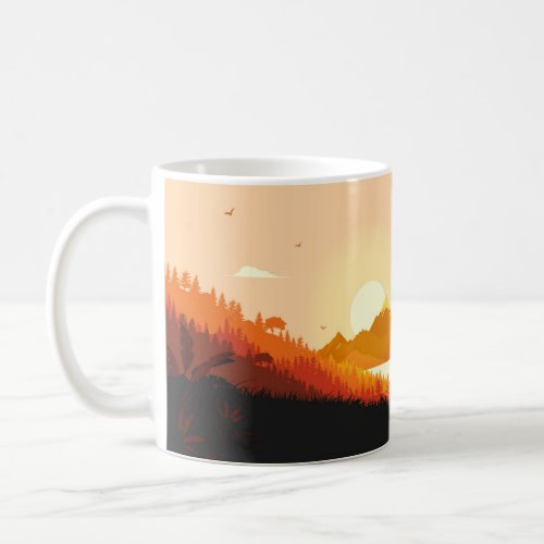 Vintage Sunrise Ocean Mountains Coffee Mug