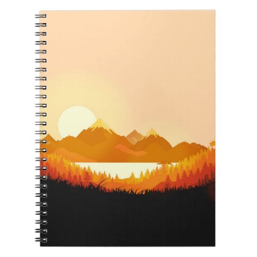 Vintage Sunrise Ocean Mountains Notebook