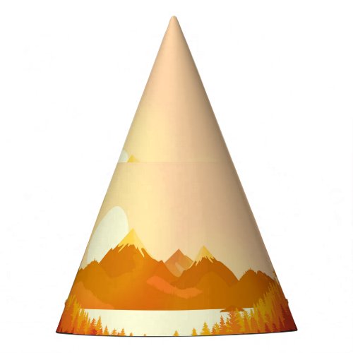 Vintage Sunrise Ocean Mountains Party Hat
