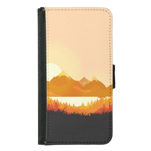Vintage Sunrise Ocean Mountains Samsung Galaxy S5 Wallet Case