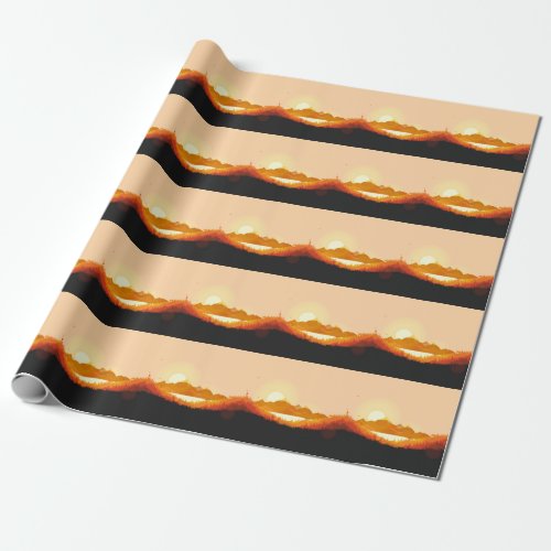 Vintage Sunrise Ocean Mountains Wrapping Paper