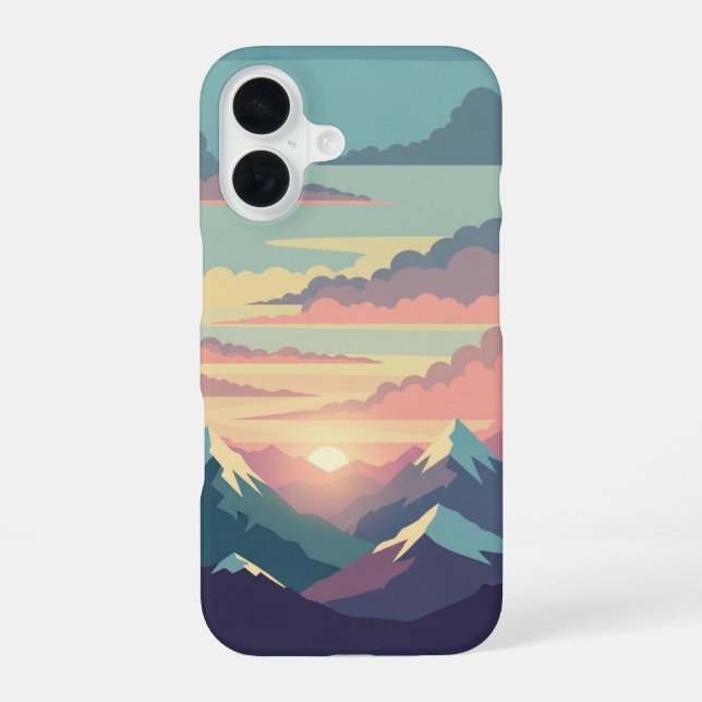Vintage Sunrise over Mountains iPhone Case (Back)