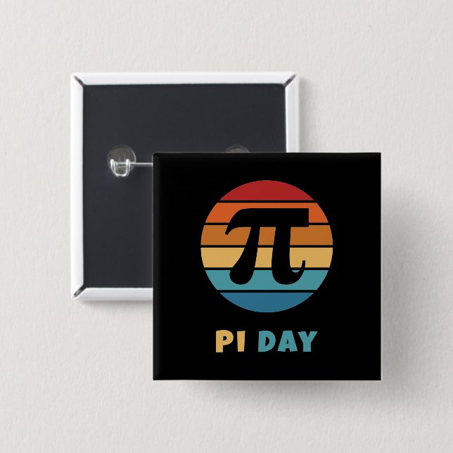 Vintage Sunset 3.14 Happy Pi Day Button (Front & Back)