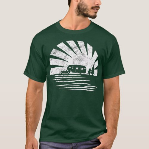 Vintage Sunset  5th Wheel Camper RV Vacation Gift  T_Shirt