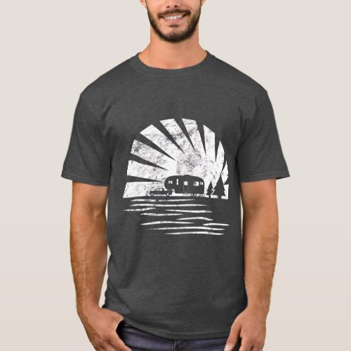 Vintage Sunset  5th Wheel Camper RV Vacation T_Shirt