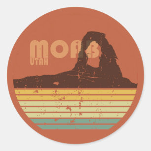Vintage Sunset Arches National Park - Moab Utah Classic Round Sticker