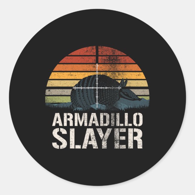 Vintage Sunset Armadillo Slayer Armadillo Hunter G Classic Round Sticker (Front)
