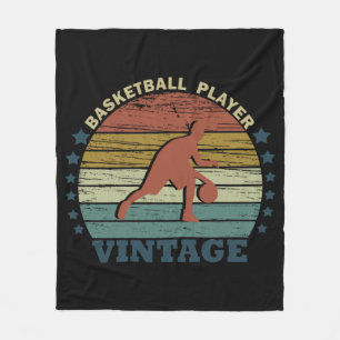 Vintage sunset basketball player fleece blanket