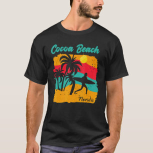 Vintage Sunset Beach Surfing Cocoa Beach Florida S T-Shirt