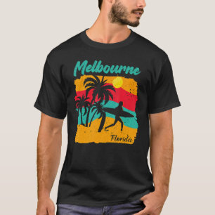Vintage Sunset Beach Surfing Melbourne Florida Sum T-Shirt