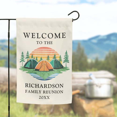 Vintage Sunset Beige Rustic Camping Family Reunion Garden Flag