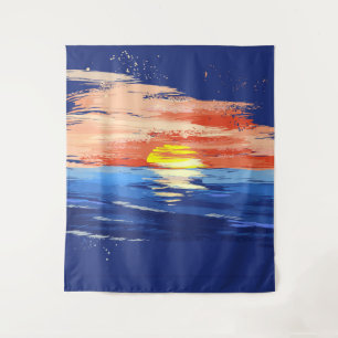 Vintage Sunset Blue Yellow Orange Photo Backdrop