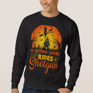 Vintage Sunset Brittany Spaniel Dog Ride Shotgun H Sweatshirt