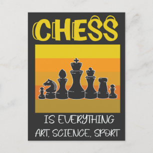 Vintage Sunset Chess Pieces Quote Minimal Postcard