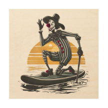 Vintage Sunset Clown Paddleboarding