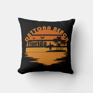 Vintage Sunset Daytona Beach Florida Throw Pillow