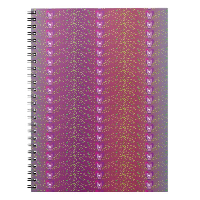 Vintage Sunset Floral Violets wallpaper pattern Notebook (Front)