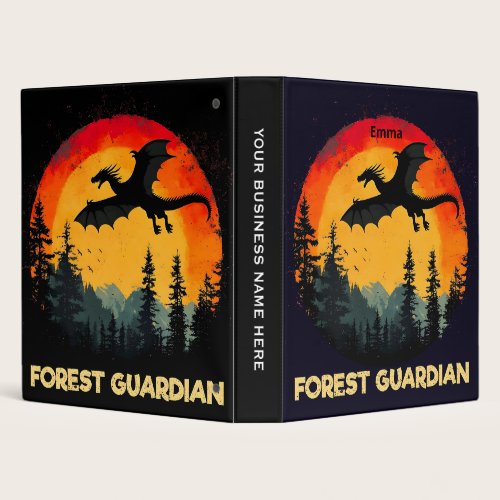 Vintage Sunset Forest Dragon 3 Ring Binder