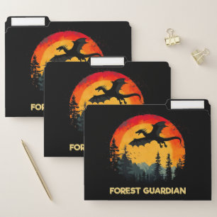 Vintage Sunset Forest Dragon File Folder
