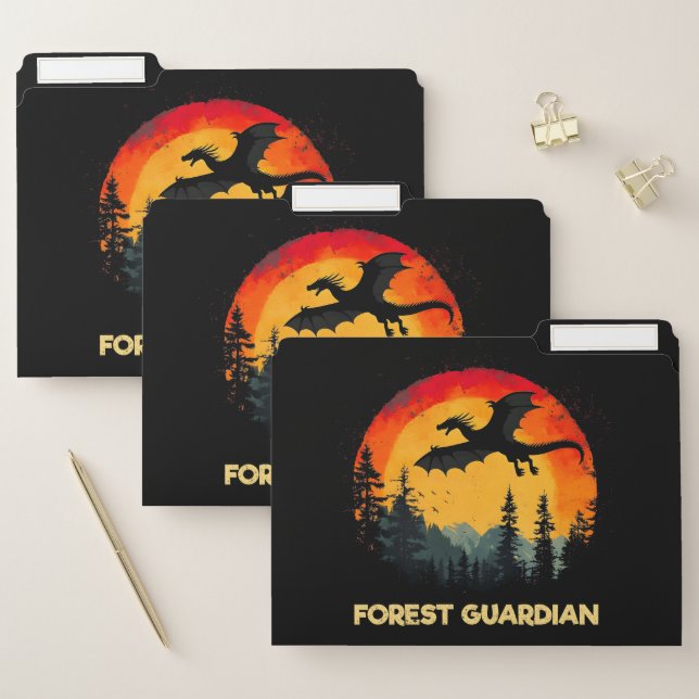 Vintage Sunset Forest Dragon File Folder (Set)