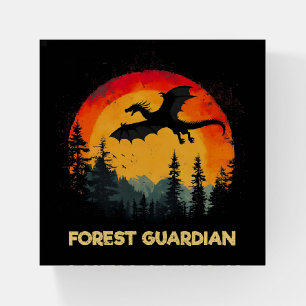 Vintage Sunset Forest Dragon Paperweight