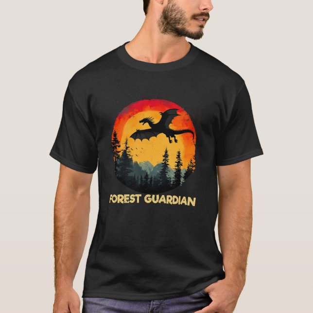 Vintage Sunset Forest Dragon T-Shirt (Front)