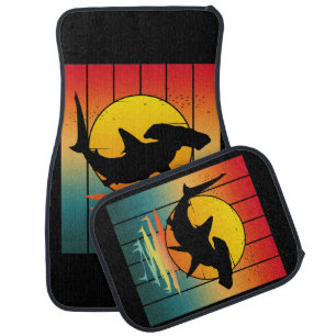 Vintage Sunset Hammerhead Shark Car Floor Mat